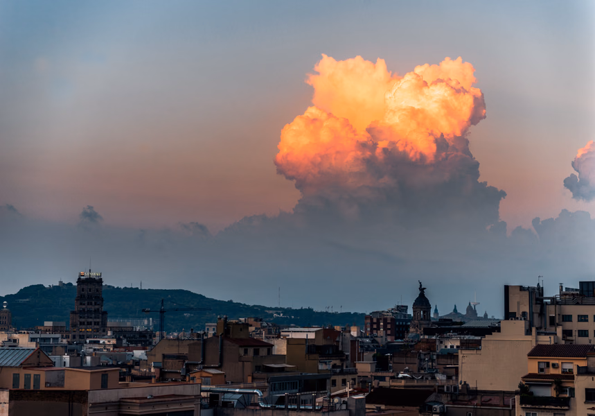 Fiery Clouds Over Barcelona